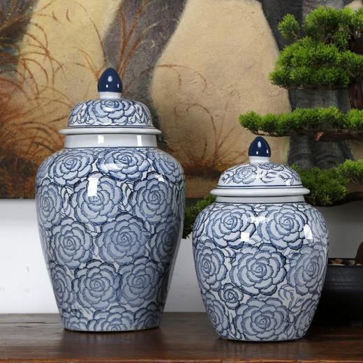仿制瓷器陶瓷大号/小号牡丹青花将军罐罐子花器WBH18120068 Newly made Porcelain Big blue and white vase 商品图0