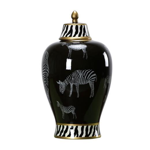 仿制瓷器陶瓷斑马储物罐罐子花器QG11091661 Newly made Porcelain black vase 商品图3