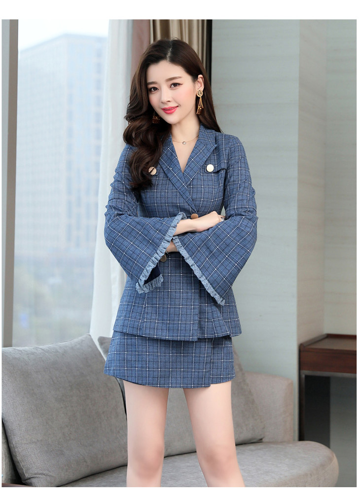 cq tlzy921-1格子2019春装新款时尚格子套装 - 倾城旗袍