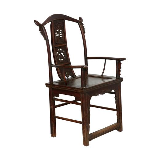 清晚期榆木古董家具官帽椅（对）扶手椅四出头椅QCHA18010025 Antique Elm wood Pair of chair 商品图2