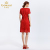 乔万尼春装款高腰修身宴会礼服短袖红色蕾丝连衣裙中长款EN1E910 商品缩略图2