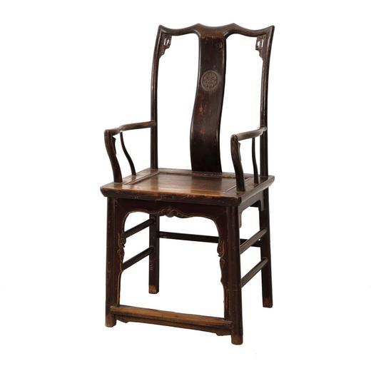 清晚期榆木古董家具 官帽椅(对）扶手椅餐椅QCH1109000858 Antique Elm wood Pair of Arm chair 商品图2