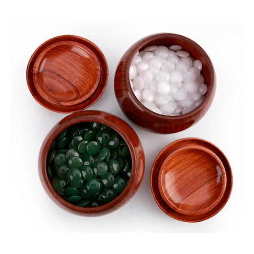 昆仑玉东陵玉围棋子配香花梨围棋罐 商品图2