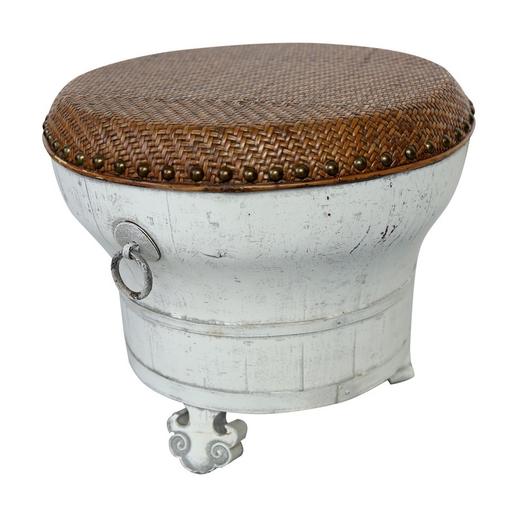 老改榆木新中式小脚盆凳小彩凳席面凳QB18040083 Modified Elm wood Small drum stool 商品图5