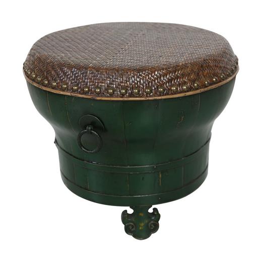 老改榆木新中式小脚盆凳小彩凳席面凳QB18040083 Modified Elm wood Small drum stool 商品图2