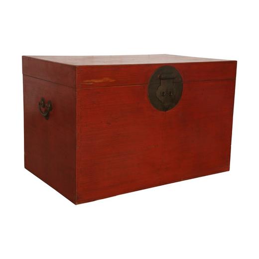 清晚期榆木古董家具箱子红漆箱茶几QCHA18010054 Antique Elm wood Chest 商品图2