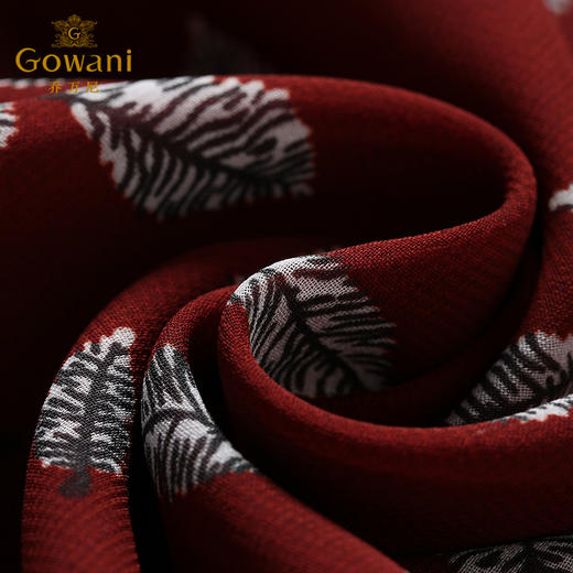 乔万尼春装韩版修身七分袖羽毛印花雪纺连衣裙春秋EN1E901 商品图3