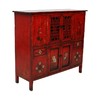 老改榆木新中式红漆柜橱柜餐边柜QB18040071 Modified Elm wood Red cabinet 商品缩略图1