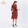 乔万尼春装韩版修身七分袖羽毛印花雪纺连衣裙春秋EN1E901 商品缩略图2