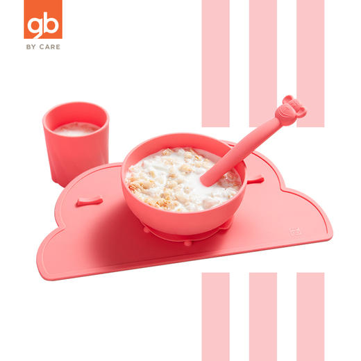gb好孩子儿童餐具硅胶碗宝宝吸盘碗勺水杯婴幼儿带盖辅食碗餐具组