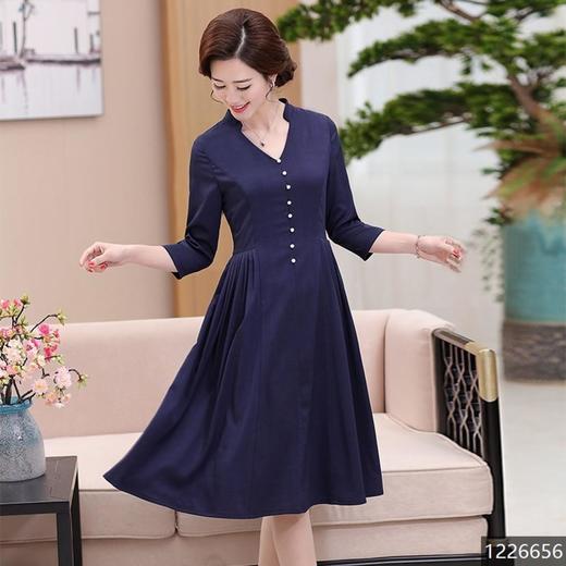 水墨佳人 妈妈装春秋装新款女装中年人中老年40-50岁中长款连衣裙大码