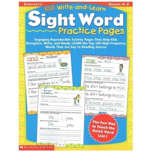 学乐小学英语词汇写作练习册教材 英文原版 Scholastic 100 Write-and-Learn Sight Word Practice Pages Grades K-2 正版进口书 商品图1