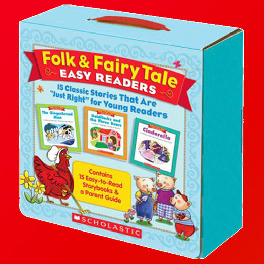 学乐经典童话故事15册盒装英文原版folk Fairy Tale Easy Readers 丑小鸭三只小猪灰姑娘石头汤英文版英语书 华研外语