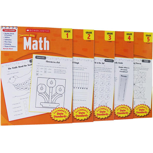 美国小学一至五年级数学练习册 学乐英语教材英文原版 Scholastic Success with Math 12345 学乐成功系列 小学生家庭练习册英文版 商品图2
