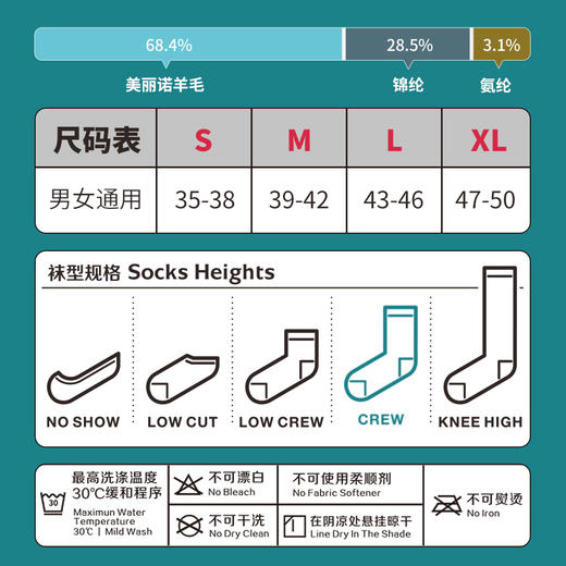 双11特惠ZEALWOOD赛乐THULE极北之地 美丽诺羊毛运动袜户外袜速干加厚防臭功能袜 商品图8