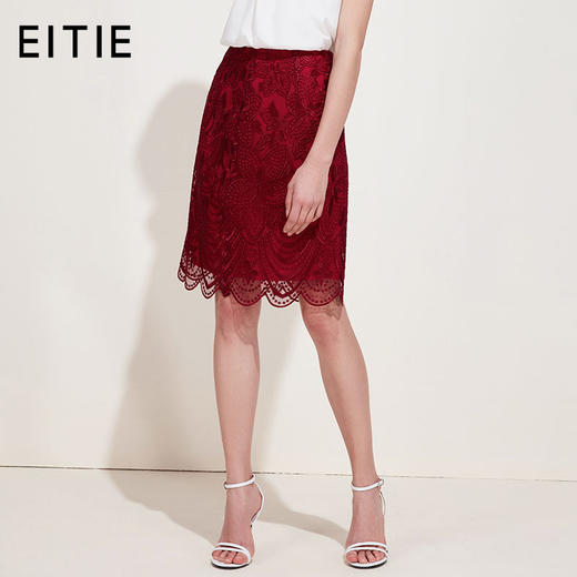 EITIE爱特爱品牌女装夏季新款时尚优雅花边元素蕾丝半身裙5906601 商品图0