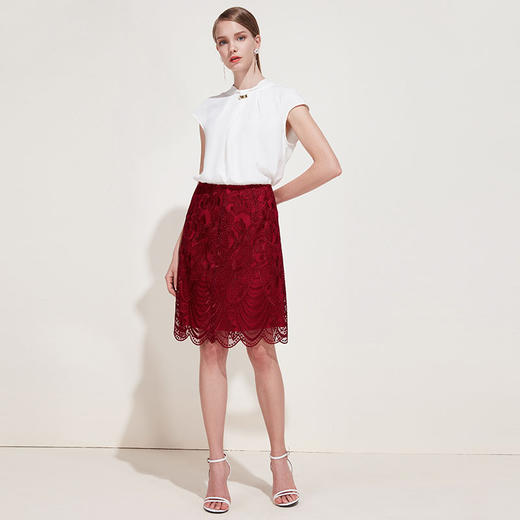 EITIE爱特爱品牌女装夏季新款时尚优雅花边元素蕾丝半身裙5906601 商品图1