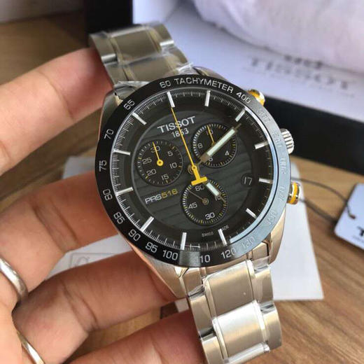 原单品质天梭新款t100运动系列男表陶瓷圈口多功能六针精钢表带原装