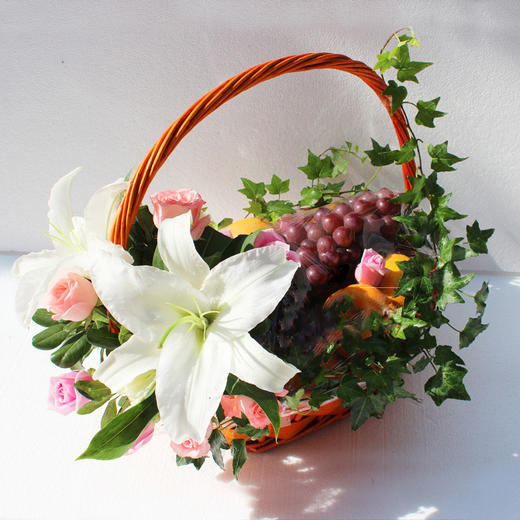水果花篮送长辈客户领导同事探望慰问生日水果以时令水果为准篮子随机