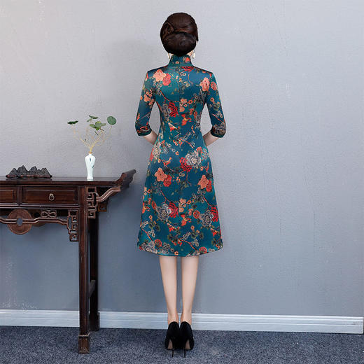 TX-新品七分袖长款改良前开叉旗袍 商品图3