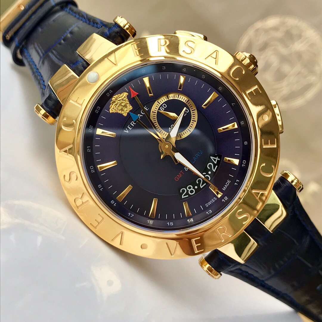 原单品质versace范思哲闹铃29g系列石英男表45mm表径gmt双地时区功能