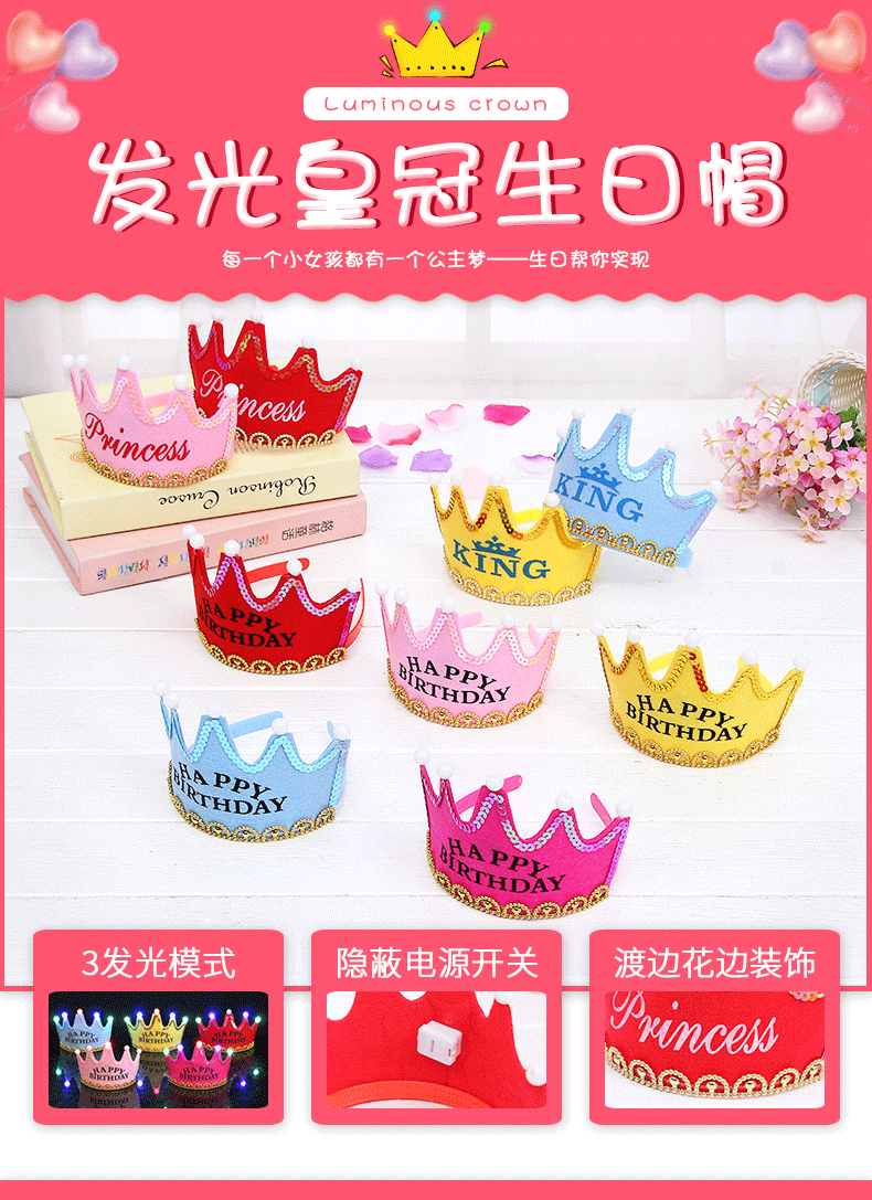 发光皇冠【随蛋糕一起拍下，单拍不发货噢】