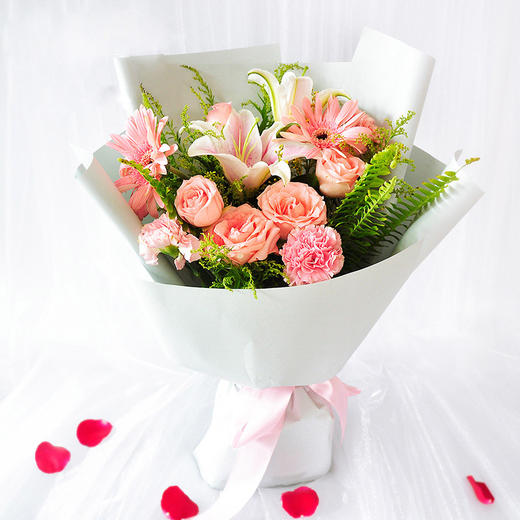 38女神节玫瑰混搭简约花束-颁奖会议送花闺蜜送爱人女友爱情惊喜礼物