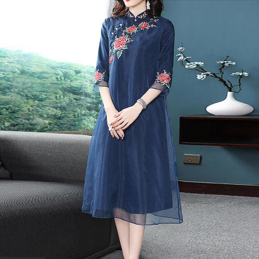 复古中国风牡丹刺绣汉服大摆连衣裙仙女裙OG1050 商品图0