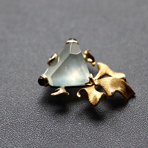 几何金高冰种翡翠金鱼金玉满堂18k黄金镶嵌 商品图1