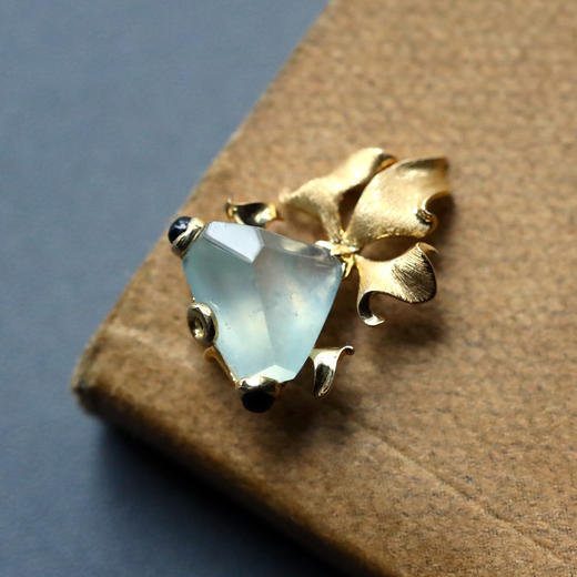 几何金高冰种翡翠金鱼金玉满堂18k黄金镶嵌 商品图0