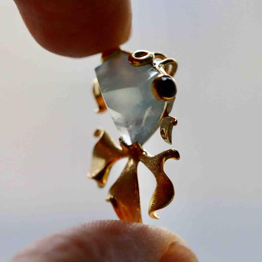 几何金高冰种翡翠金鱼金玉满堂18k黄金镶嵌 商品图7