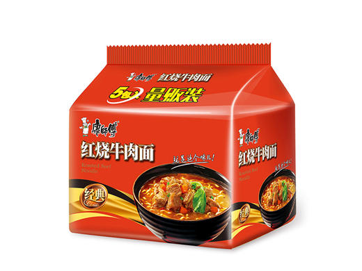 康师傅经典红烧牛肉面方便面103g*5 商品图0
