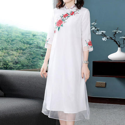 复古中国风牡丹刺绣汉服大摆连衣裙仙女裙OG1050 商品图3