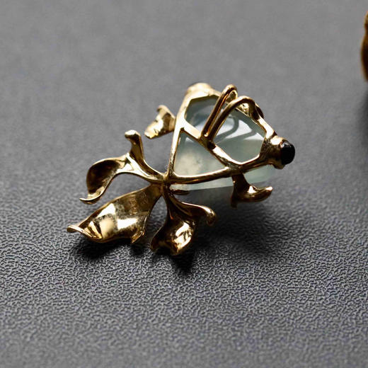 几何金高冰种翡翠金鱼金玉满堂18k黄金镶嵌 商品图4