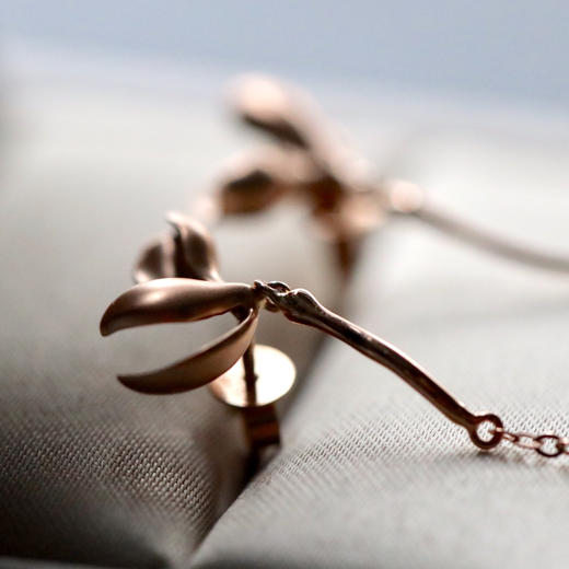 高冰种淡晴水翡翠莲蓬耳坠18k玫瑰金镶嵌 商品图6