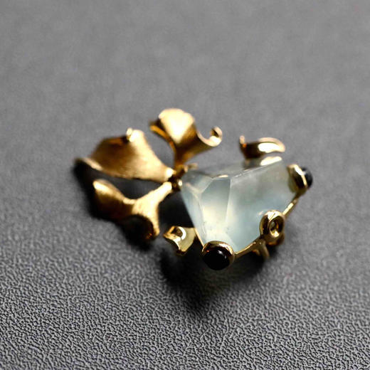 几何金高冰种翡翠金鱼金玉满堂18k黄金镶嵌 商品图2