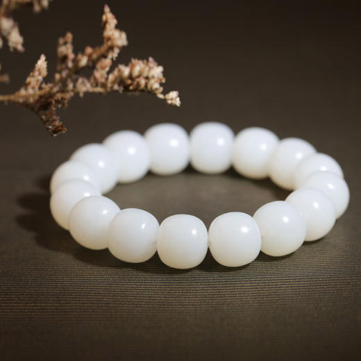 和田玉（羊脂玉）俄料苹果珠/桶珠手串 商品图1