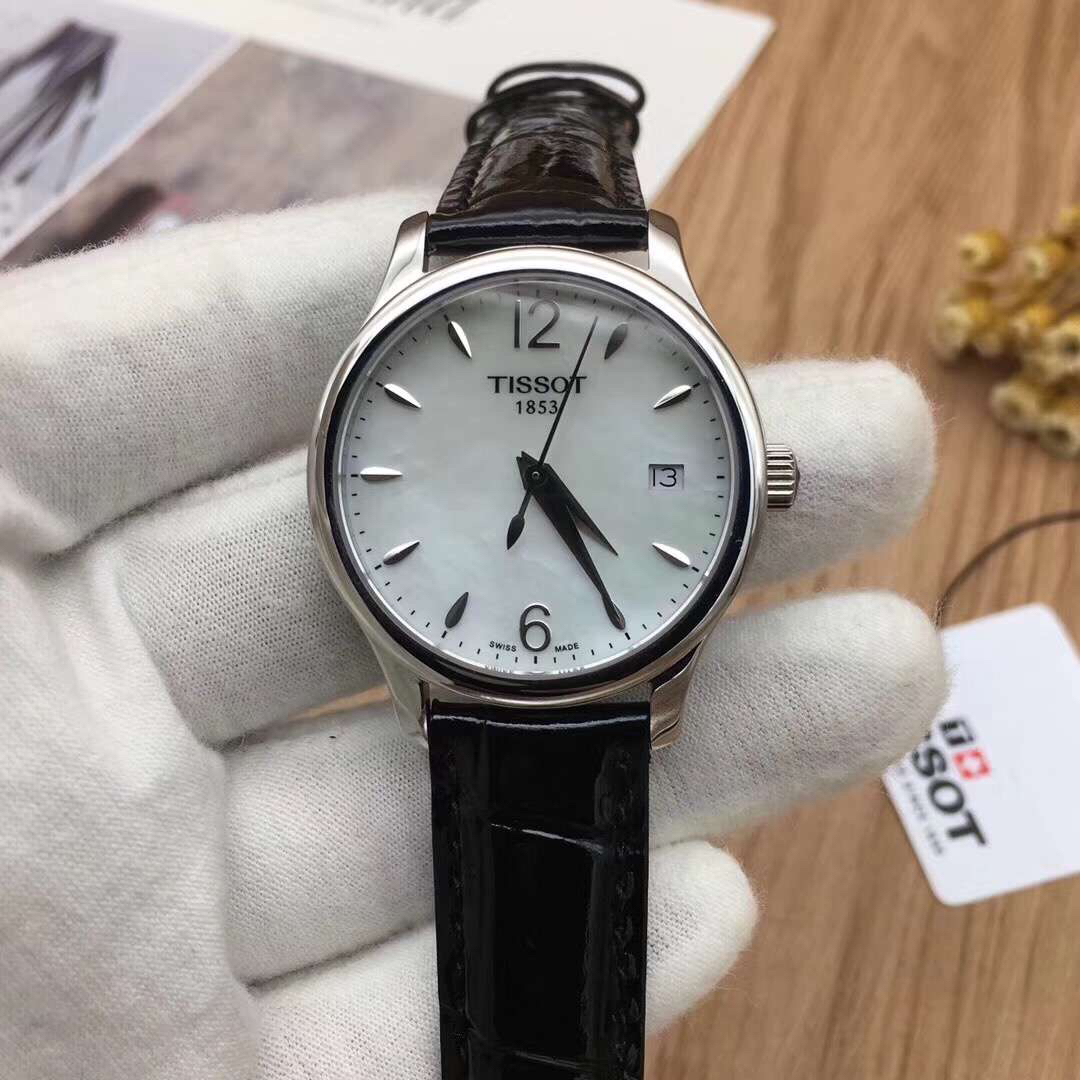 原单品质tissot天梭t063俊雅系列表壳316l精钢机芯瑞士石英机芯镜面蓝