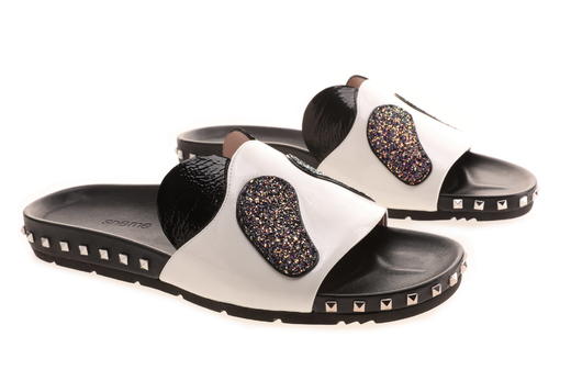 杨丞琳同款  sheme   女士平底拖鞋  黑白色 商品图1