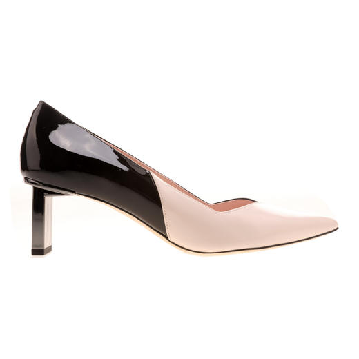 sheme  女士漆皮浅口单鞋  黑粉拼色 商品图0