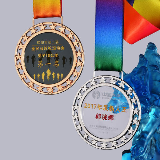 七彩水晶奖牌小挂牌定制水晶奖杯奖章金牌制作奖章运动会比赛冠军 商品图2