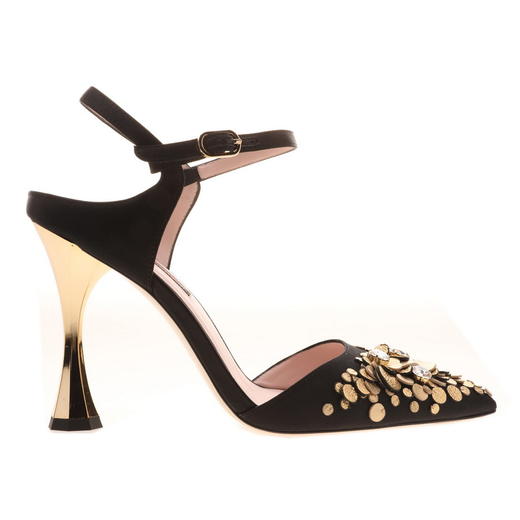 杨丞琳 吕翔 曾黎 同款 sheme   女士丝绸高跟凉鞋  黑色 商品图0