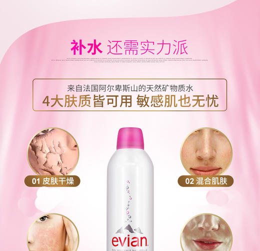 【法国Evian依云】矿泉水喷雾保湿定妆补水男女士学生爽肤水持久定妆300ml 商品图2