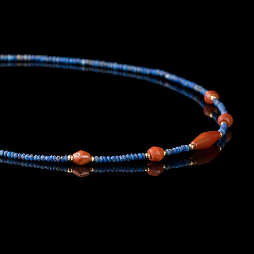 西亚高古带棱红玛瑙+青金石锁骨链 商品图2