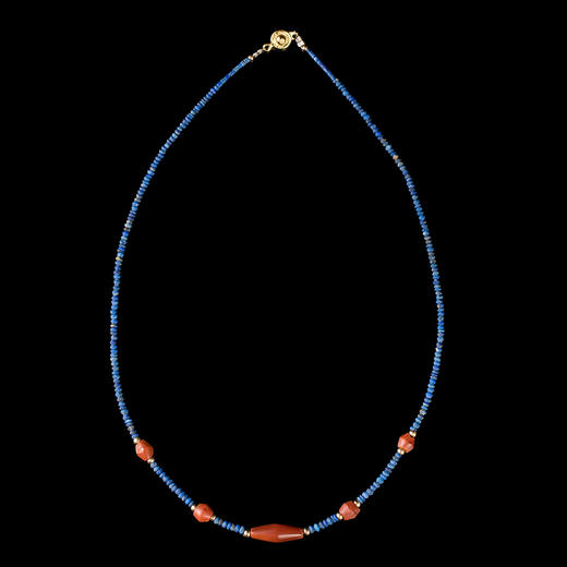 西亚高古带棱红玛瑙+青金石锁骨链 商品图0