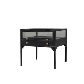 NS家居nsfurniture进口铁艺玻璃床头柜(黑铁)NSST-SBST-FD