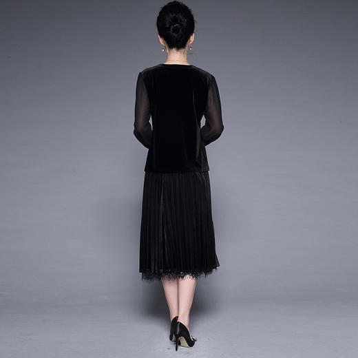 CQ-	HXGLR917圆领长袖套头蕾丝显瘦连衣裙 TZW 商品图5