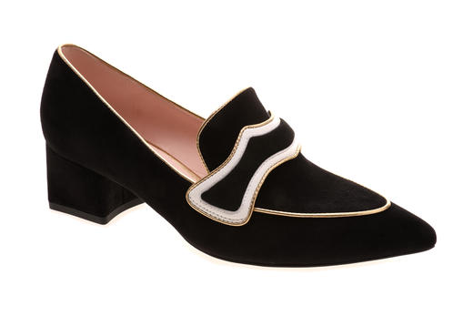 【郭采洁同款 】 sheme  女士羊皮粗跟深口单鞋  黑色 商品图1