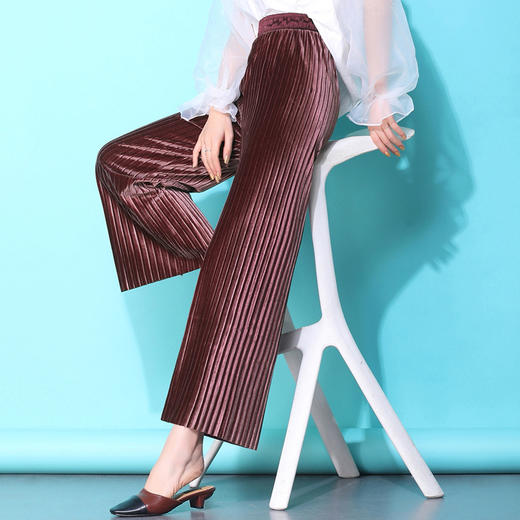 YXLB1913 荧光亮面金丝绒弹力休闲阔腿裤【限量】 商品图2