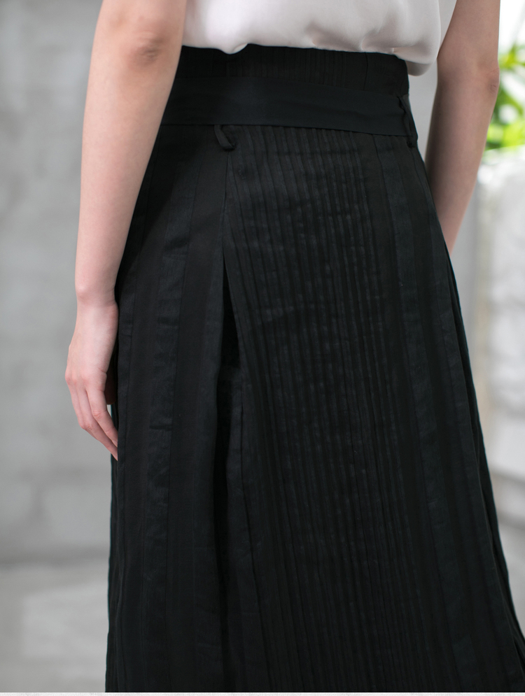 生活在左夏季新款女装复古亚麻黑色宽松半身裙a字中长裙f1982111418